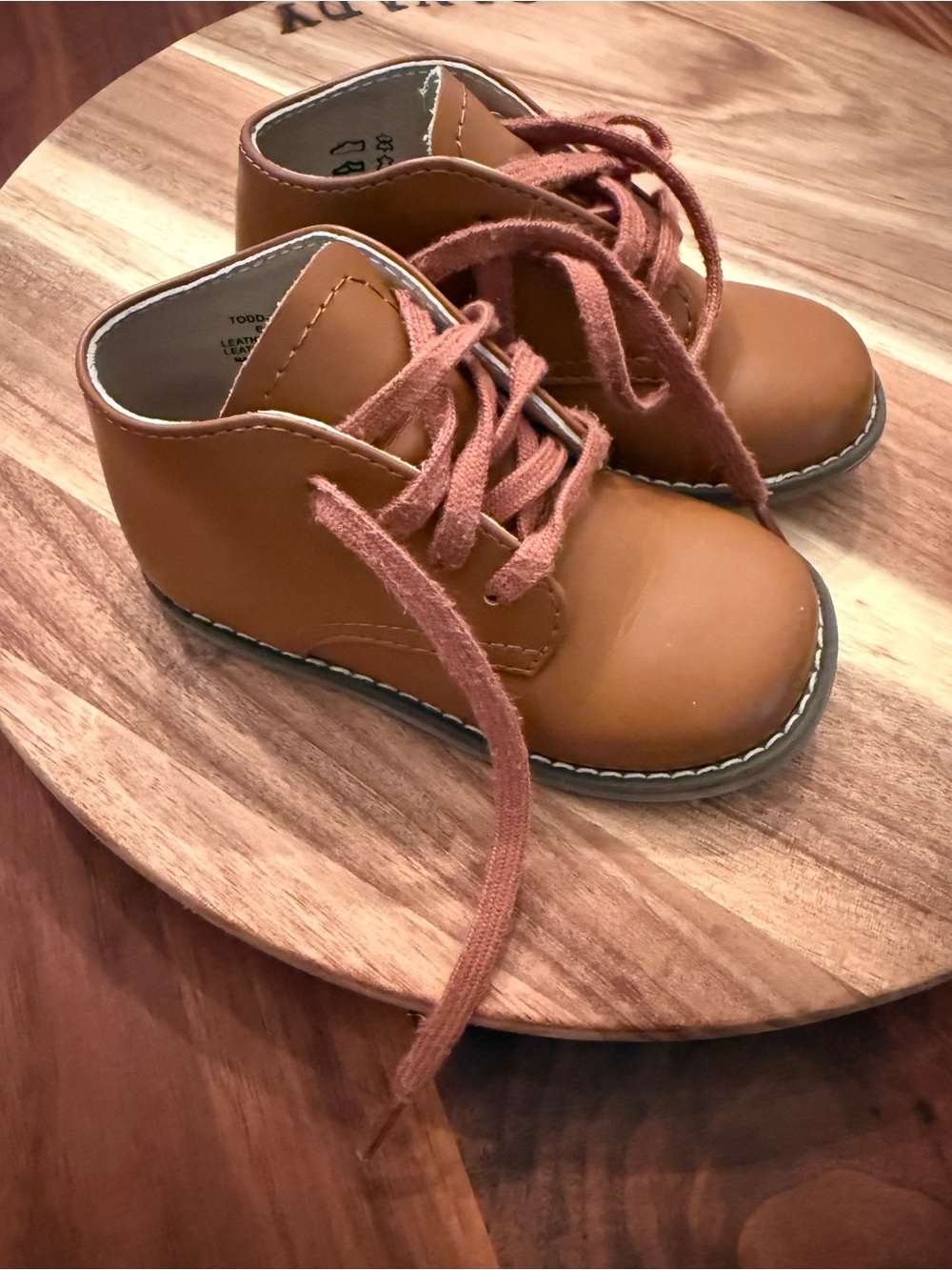 FootMates Kids Tan Lace-Up Ankle Boots